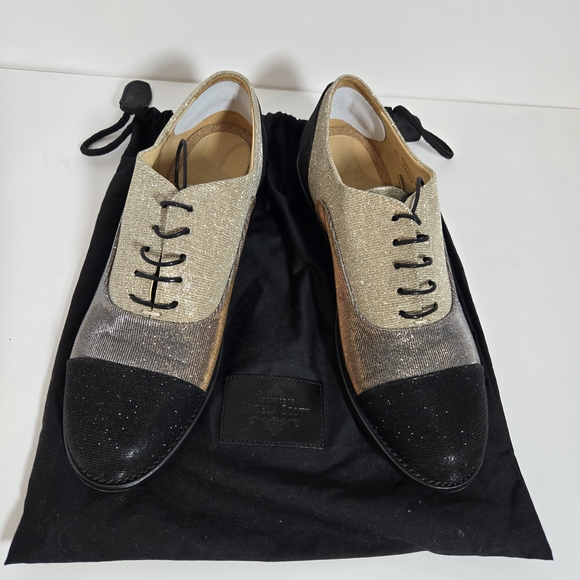 Elegant Gold and Black Oxfords